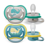 Philips Avent Ultra Air Schnuller – Set mit 2 BPA-freien, atmungsaktiven Schnullern für Babys ab 18 Monaten, inklusive Tragetasche und Sterilisation, Whale/Whale (Modell SCF349/24)