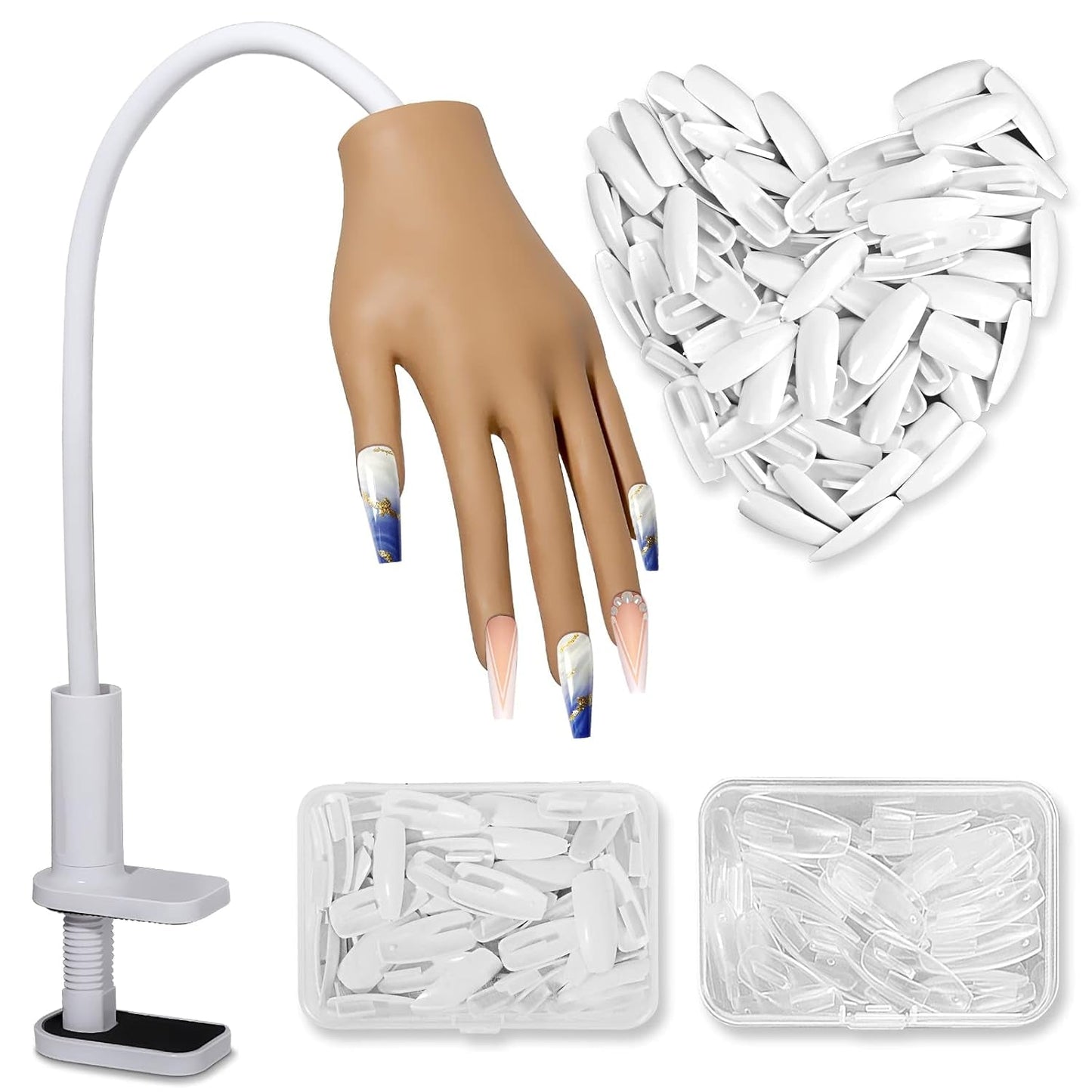 200 Stück transparente Ersatz-Nagelspitzen: Acryl-Nagelspitzen für Handübungen für Nageldesign