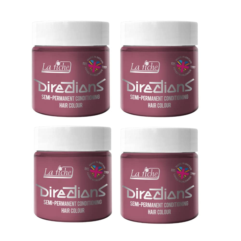 Directions semipermanente Haarfarbe 100 ml, Box 4er-Pack (Pillarbox Red) Naty Shop Pastel Rose Haarfärbemittel 100 ml (4er-Pack)