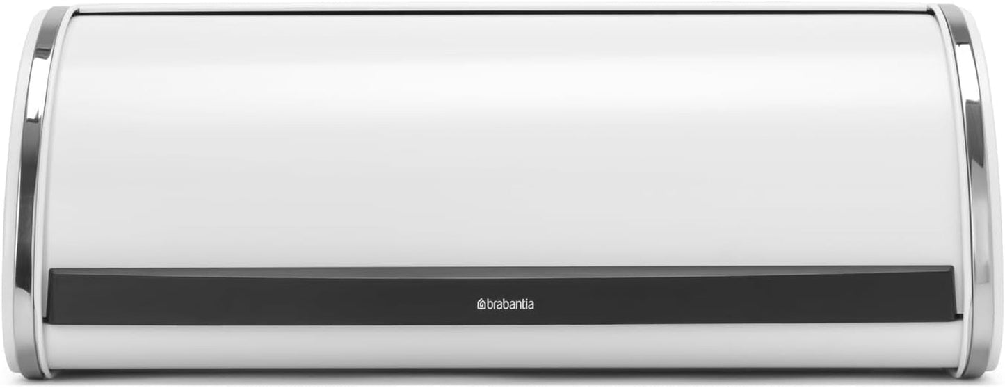 Brabantia Brötchen-Brotbox – Kompakte Aufbewahrungsbox für Brot, Bagels und Brötchen auf der Arbeitsplatte, mit flachem Deckel, robuster Stahl – mittlere Größe – mattschwarz. Frischhalteboxen Naty Shop Soft Beige L