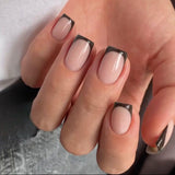 Lange French Tips Gold Glitzer Kleber auf langen quadratischen Nägeln Glitzer French Tip Falsche Nägel Set Quadratische künstliche Nägel für Frauen 24 Stück