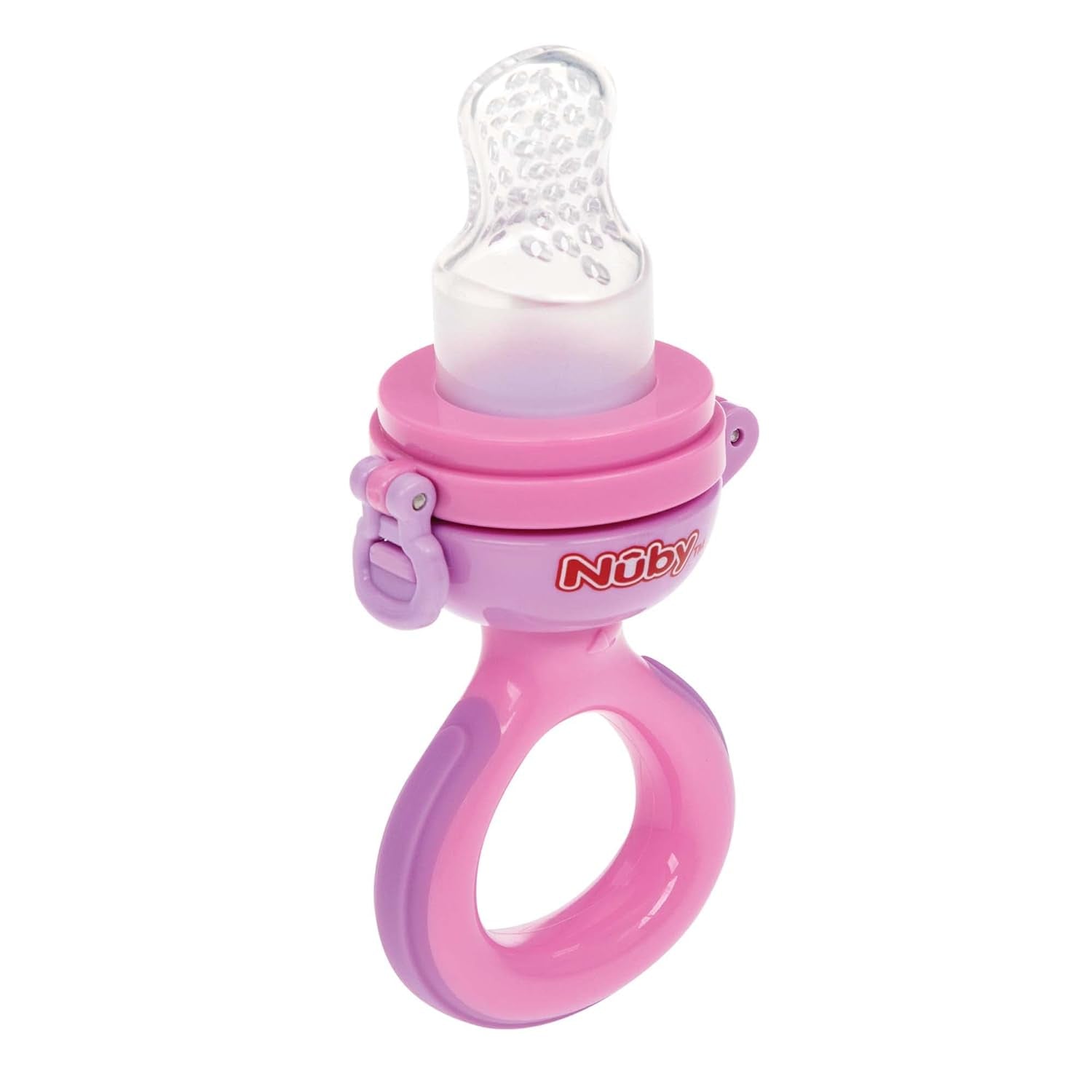 Nuby Silikon-Fruchtfutter-Knabber – Obst-Futterspender für Babys ab 6 Monaten und Kleinkinder – Beißring für Obst, Gemüse und Pürees – BPA-frei – Rosa – ab 6 Monaten