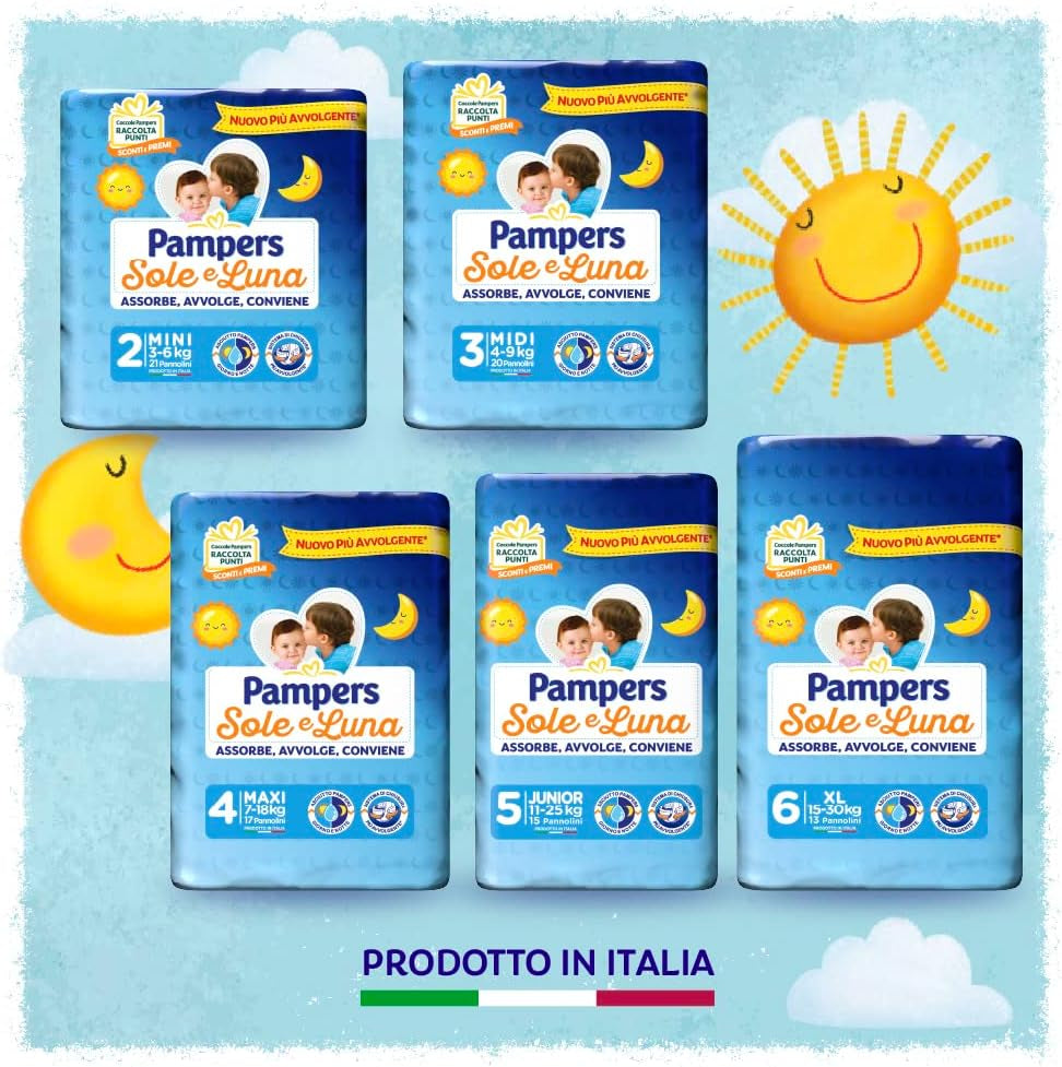 Pampers Sun and Moon Windeln, Unisex, Junior, Größe 5 (11–25 kg), 120 Windeln