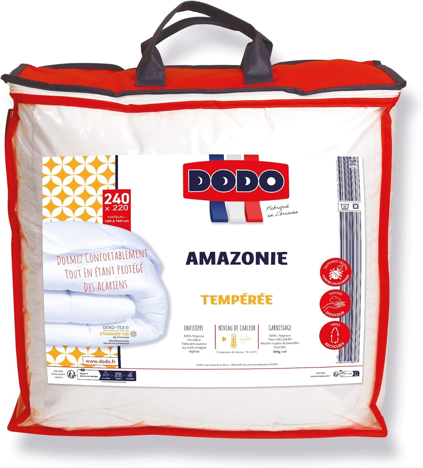Decke, gemäßigt, synthetisch, 220 x 240 cm, für Doppelbett, Amazon-Decke, milbendicht und flauschig, recycelte Faser, maschinenwaschbar bei 40 ° C Bettdecken und Steppdecken Naty Shop