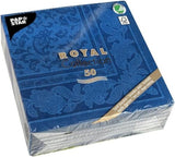 50 Servietten „ROYAL Collection“ 1/4 Falz 40 cm x 40 cm dunkelblau „Ornaments“