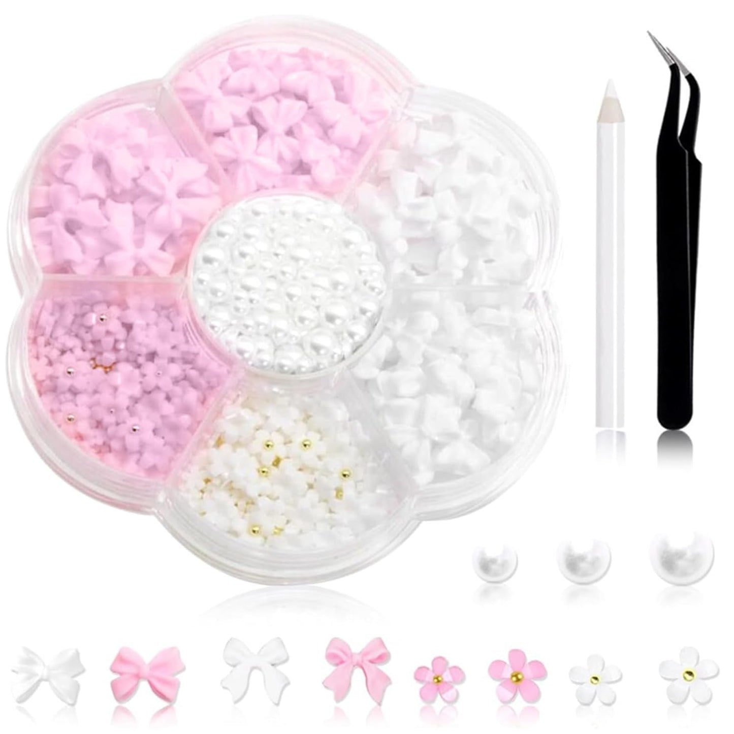 1 Karton Nail Art Charms, 3D Flowers Nagelkunst Charms, Acryl Blumen Nagel Strass Mit Ornamenten, Nagel Edelsteine, Nagel Zubehör Für Mädchen, Nagelkunst Dekoration, DIY Handwerk Nagel Design