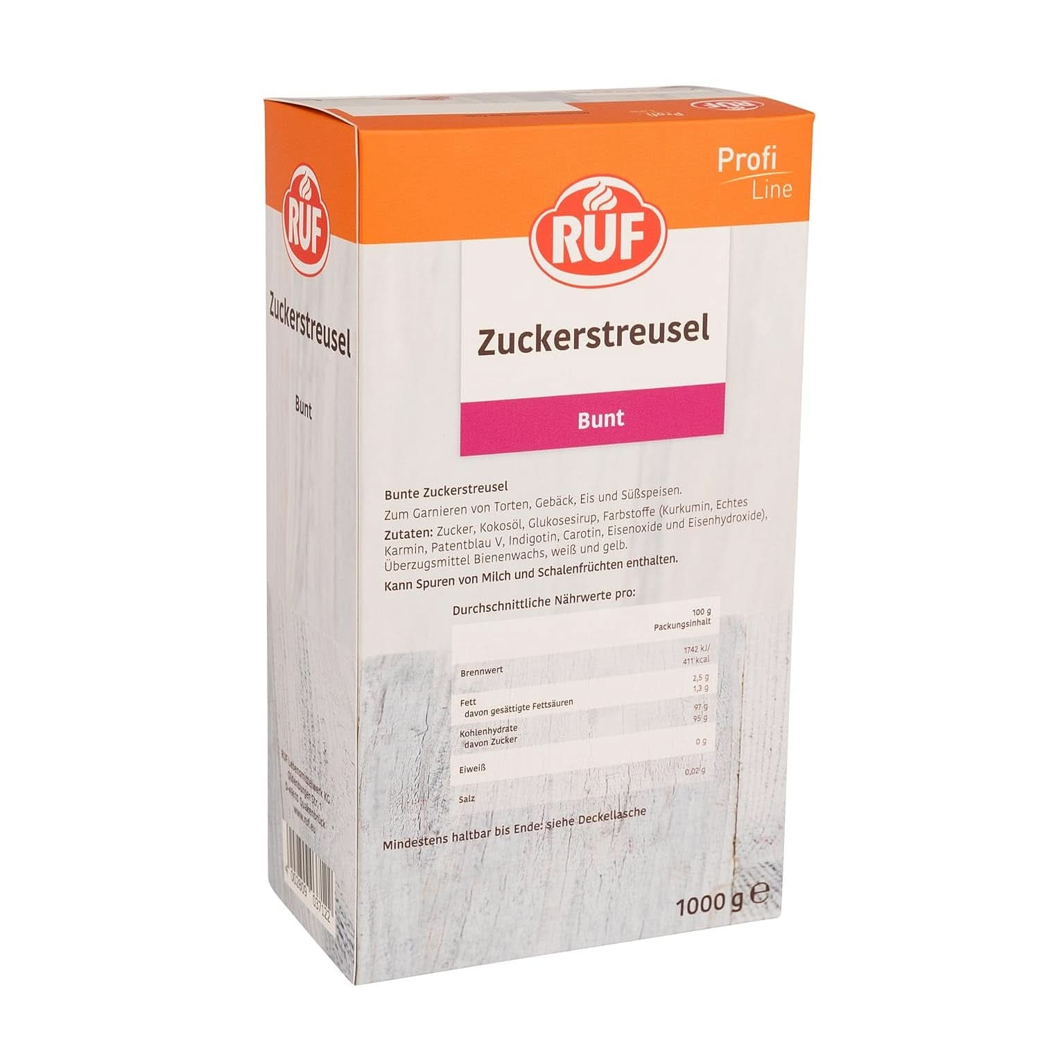 RUF Streusel aus farbigem Zucker in Regenbogenfarben, 1 Kilo Streusel Naty Shop