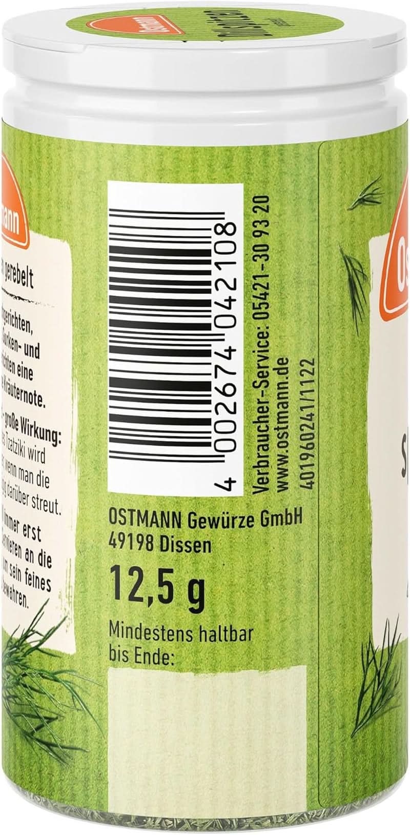 Ostmann - Dill, gehackt, 12,5 Gramm Condimente Naty Shop