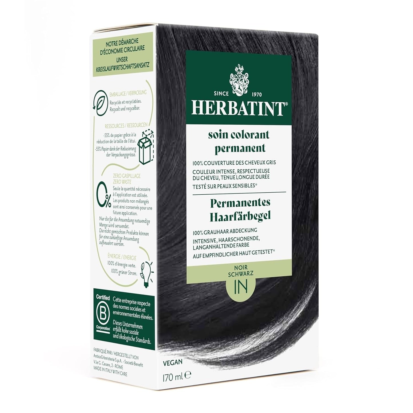 Permanentes Haarfärbegel 6N Dunkelblond – 170 ml I Ammoniakfrei, 100 % Abdeckung grauer Haare I Getestet auf empfindlicher Haut, mit 8 Pflanzenextrakten