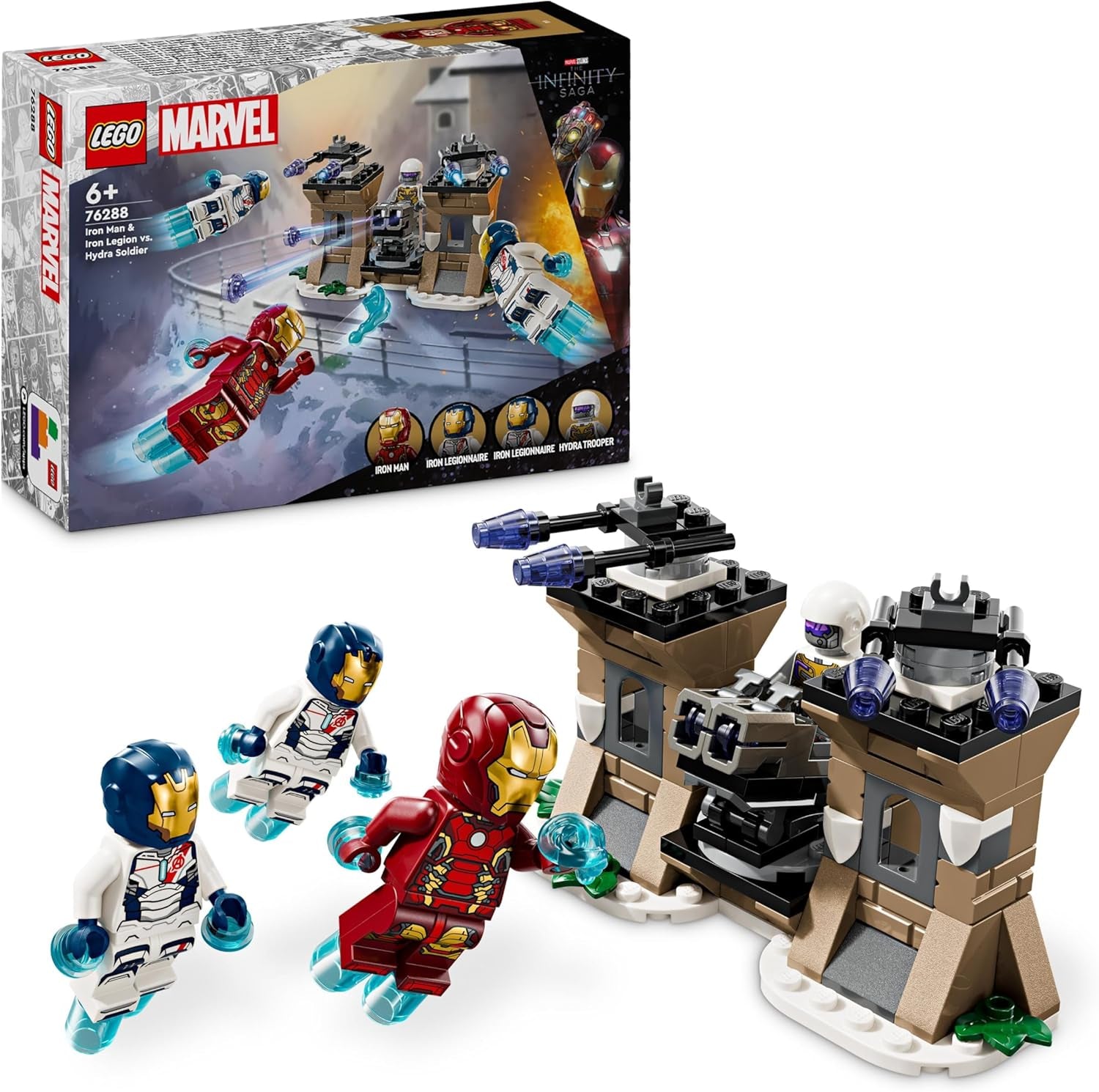 LEGO Marvel Iron Man & Iron Legion Vs. Hydra-Soldat, Avengers-Bauspielzeug, kreatives Spielset für Kinder und Superhelden-Fans, Geschenk für Jungen und Mädchen ab 6 Jahren. 76288 Bausets. Besuchen Sie den LEGO-Store. Standardtitel