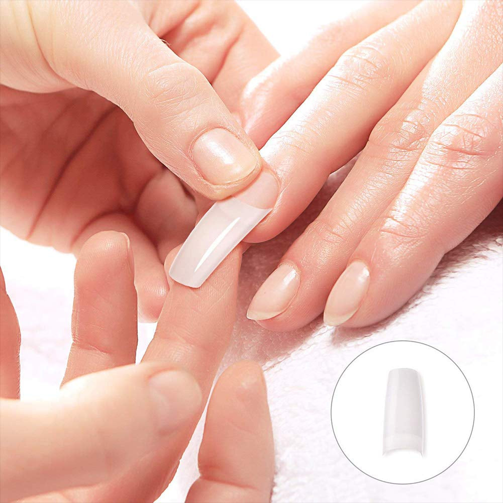 1000 Stück künstliche Nägel, 10 Größen, natürliche Nagelspitzen, künstliche französische Nagelspitzen, künstliche Nagelspitzen, falsche Nagelspitzen, Box, Kunstspitzen für Frauen und Mädchen