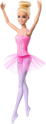 Barbie-Ballerina-Puppe, modische blonde Puppe in abnehmbarem lila Tutu mit Ballettarmen und spitzen Schuhen HRG34