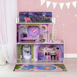 Olivia's Little World Big Dreamland Sunset Zeitgenössisches interaktives Holzpuppenhaus für Kinder, 3 Etagen mit 16 Puppenmöbelzubehör, Multi TD-13616A Puppenhäuser Naty Shop
