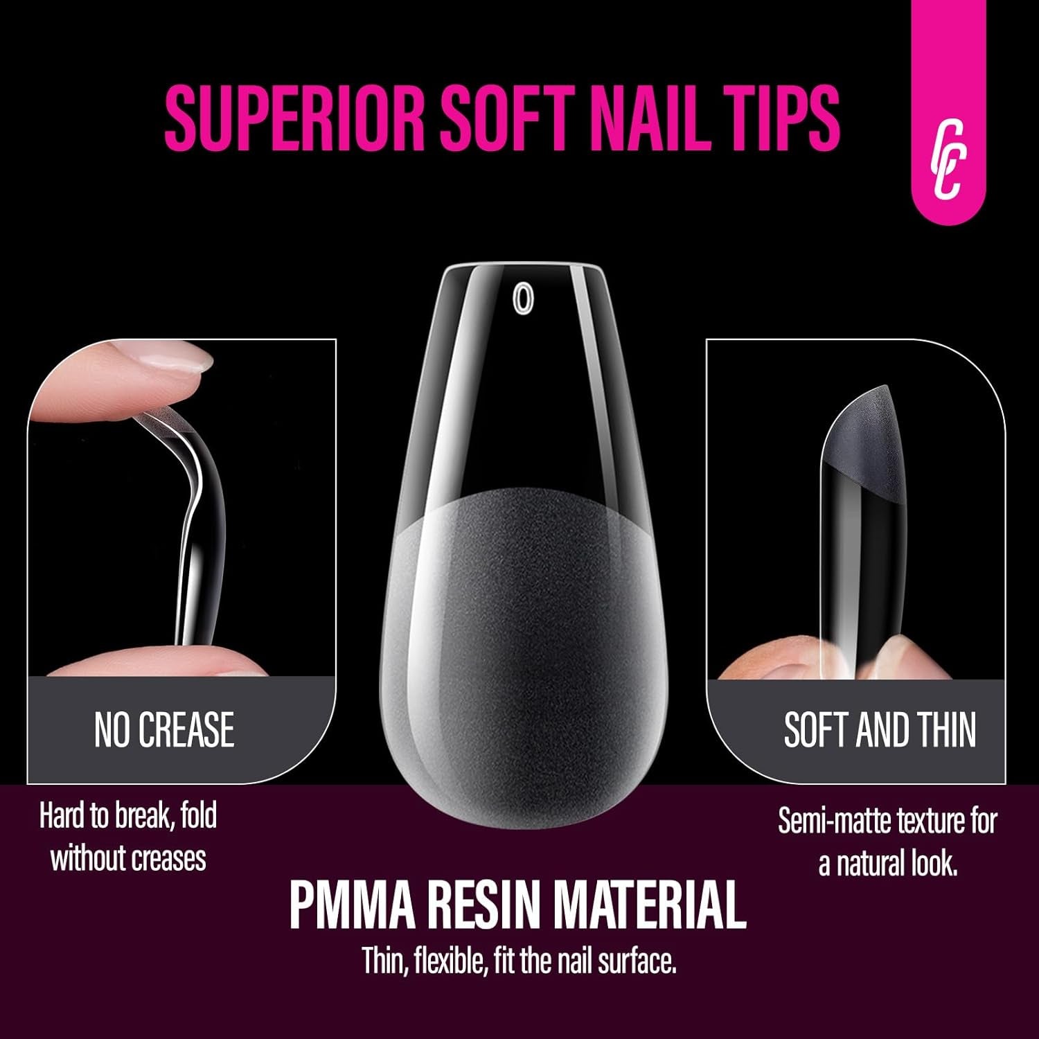 504 Stück Ballerina Medium Gel-Nageltypen: Gel-Nagelspitzen, PMMA-Kunstnägel, Nagelverlängerungen, künstliche Nägel, 12 Größen
