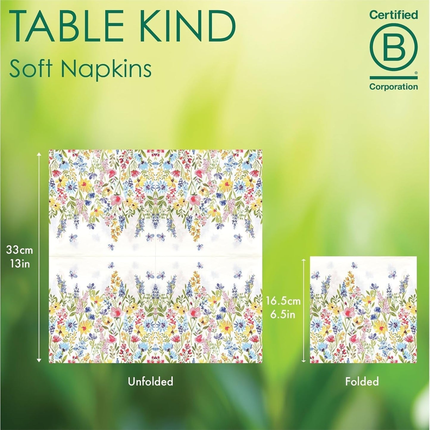 Talking Tables Table Kind Einwegservietten, weiche Papierservietten, Einwegservietten mit Blumenmuster, für Hochzeiten oder den täglichen Gebrauch, umweltfreundlich, kompostierbar, recycelbar