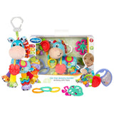 Playgro Clip Clop Sensory Garden Activity Geschenkpaket – Sensorisches Gartenspielzeug für Babys ab 0 Monaten – Interaktives Spielzeug mit Rasseln, Beißring und Kinderwagenfreund – 4 Stück