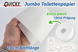 Quicky Jumbo 2-lagiges Toilettenpapier, 25 cm Ø, hochweiß, geprägt mit feinen Punkten, 6 Rollen – saugfähig und reißfest für maximale Hygiene, ideal für öffentliche Einrichtungen und Industrie