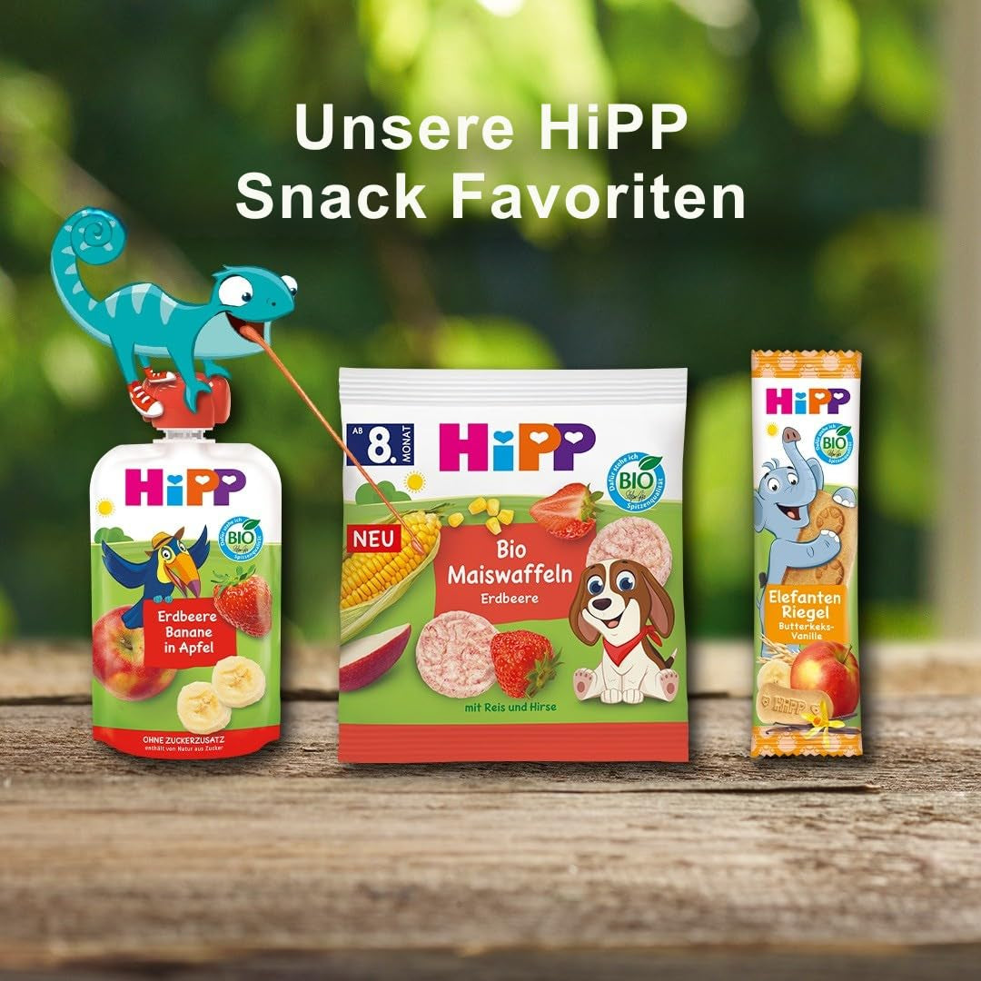 HiPP Bio-Maiswaffeln mit Mango (8 x 23g), Snack für Babys ab 8 Monaten, nur mit Obst und Gemüse gesüßt, glutenfrei, beste Bio-Qualität