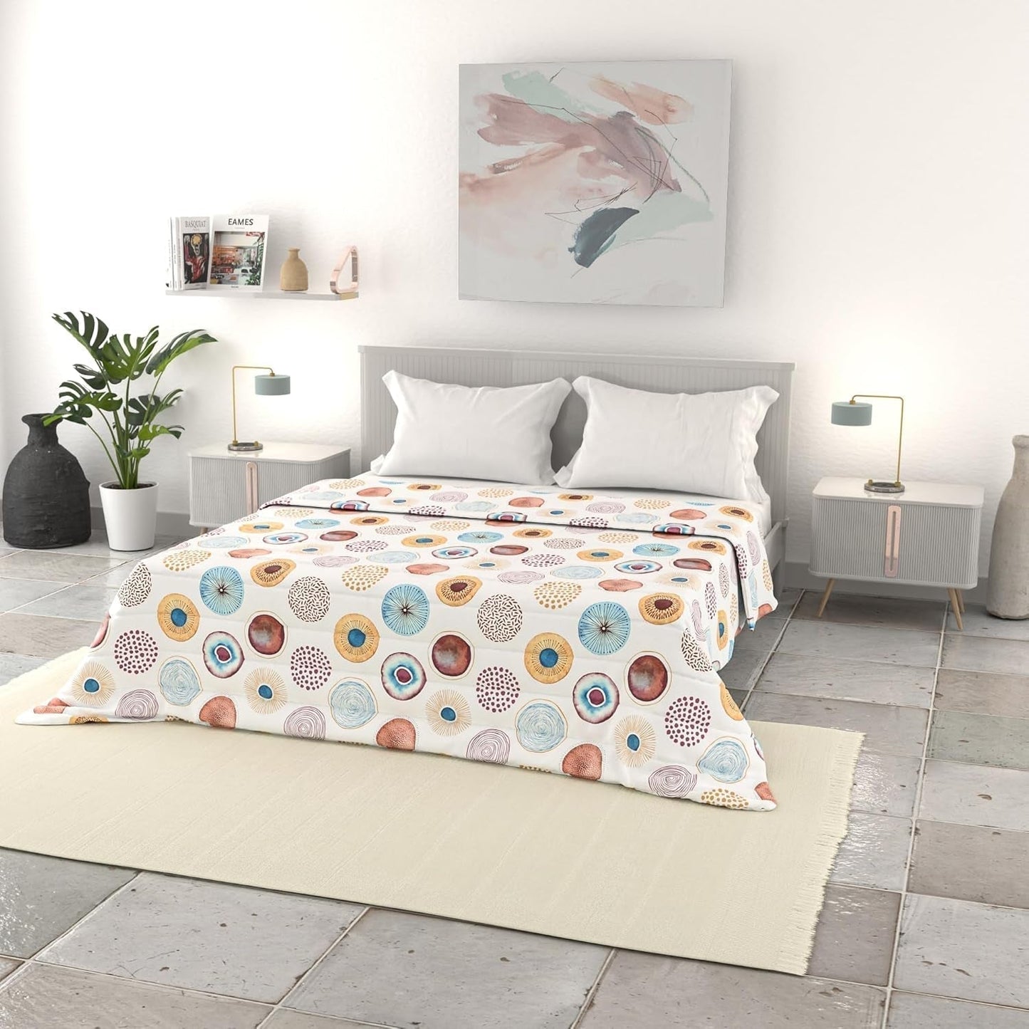 Italienische Bettwäsche Basic Sommerdecke, bedruckte Mikrofaser, 250 x 240 cm, Kreis Bettdecken und Steppdecken Naty Shop Kreis 250 x 240 cm