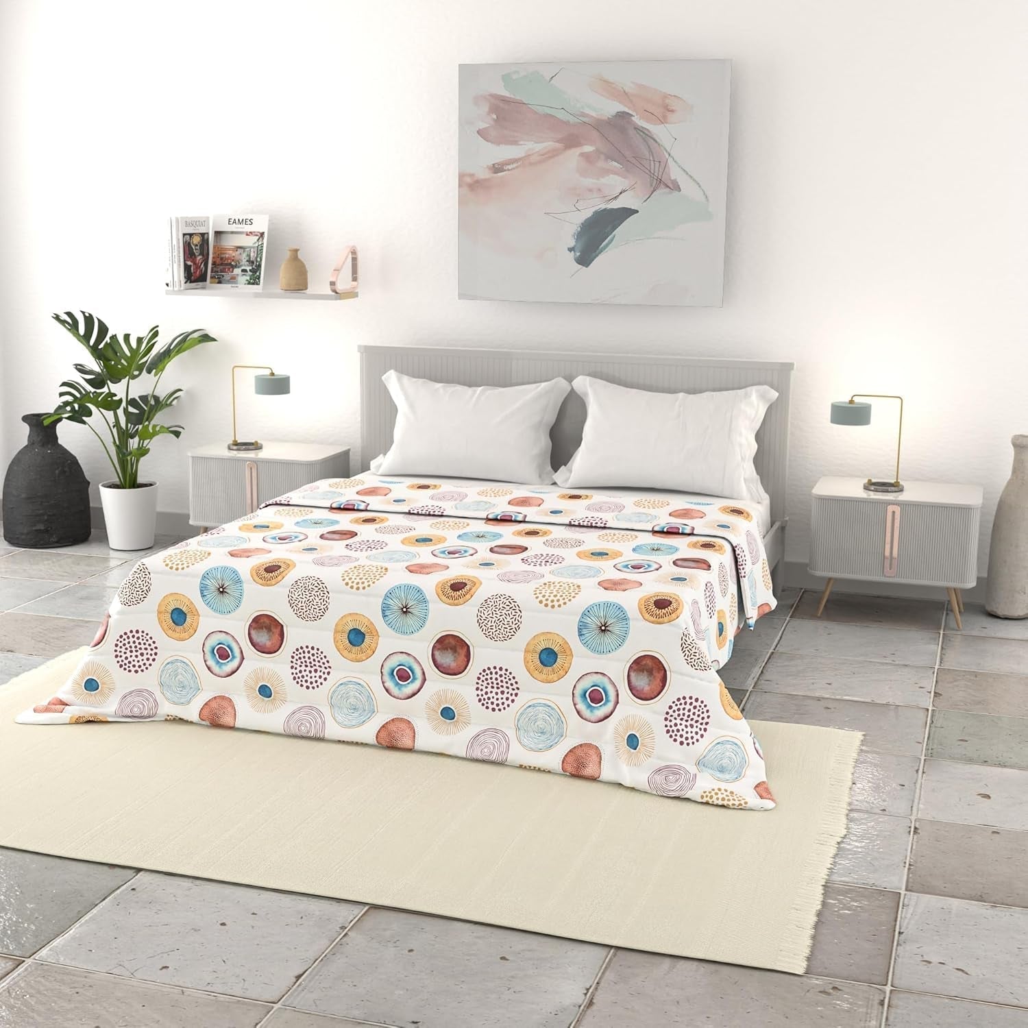 Italienische Bettwäsche Basic Sommerdecke, bedruckte Mikrofaser, 250 x 240 cm, Kreis Bettdecken und Steppdecken Naty Shop Kreis 250 x 240 cm