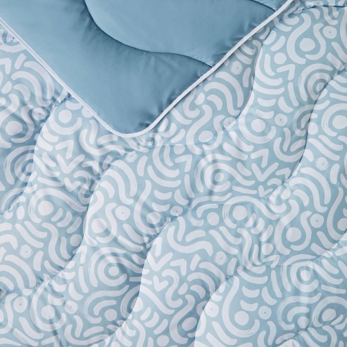 Night Lark Coverless Duvet Super King 6 Tog Spring Summer – Abstrakte Wellen. Superweiche, bequeme und leichte Decke. Maschinenwaschbares und schnell trocknendes All-in-One-Wendekissenbezugset mit Steppdecken und Bettdecken von Naty Shop