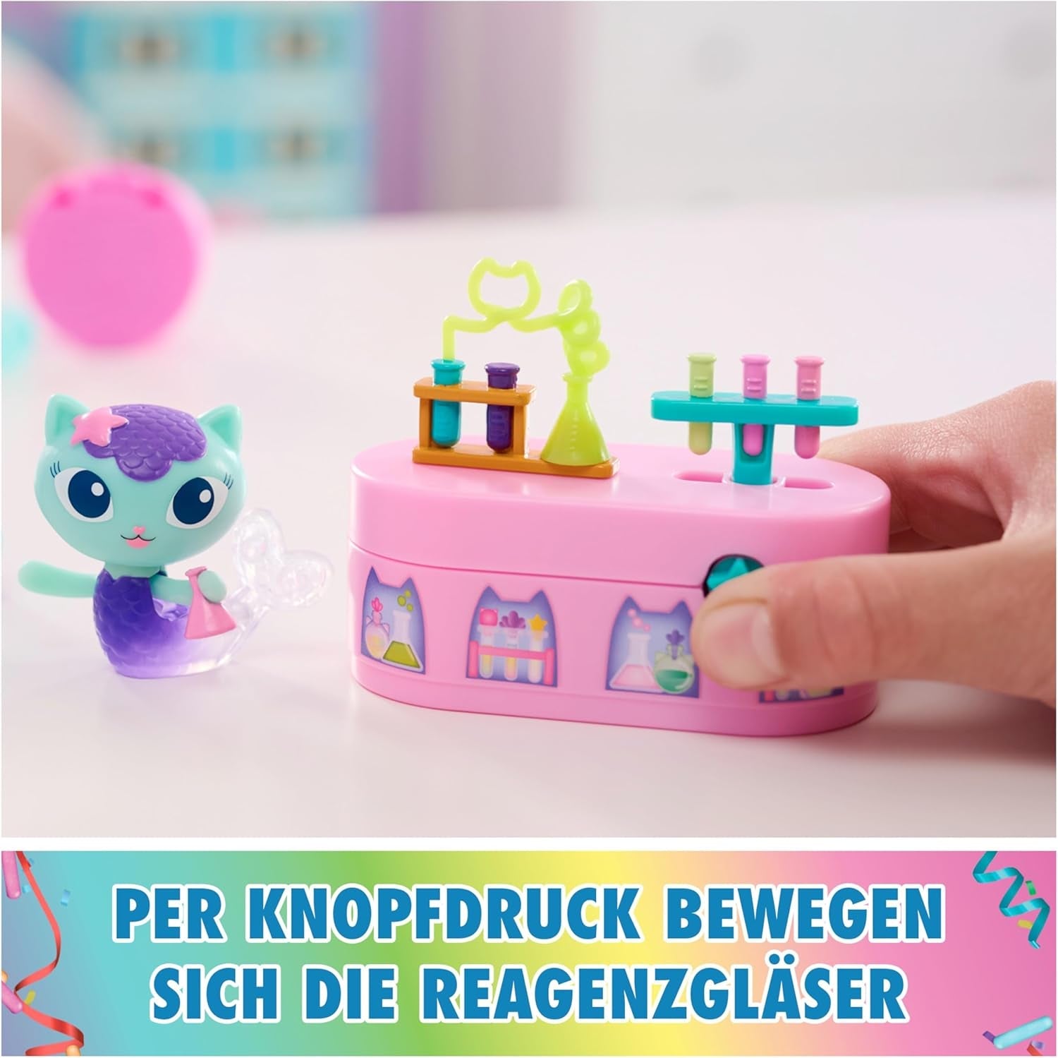DREAMWORKS GABBY DOLLS HOUSE – Meerkätzchen Bobble Kitty Möbelpaket, Katzenfigur mit Puppenhausmöbeln und Zubehör, ab 3 Jahren