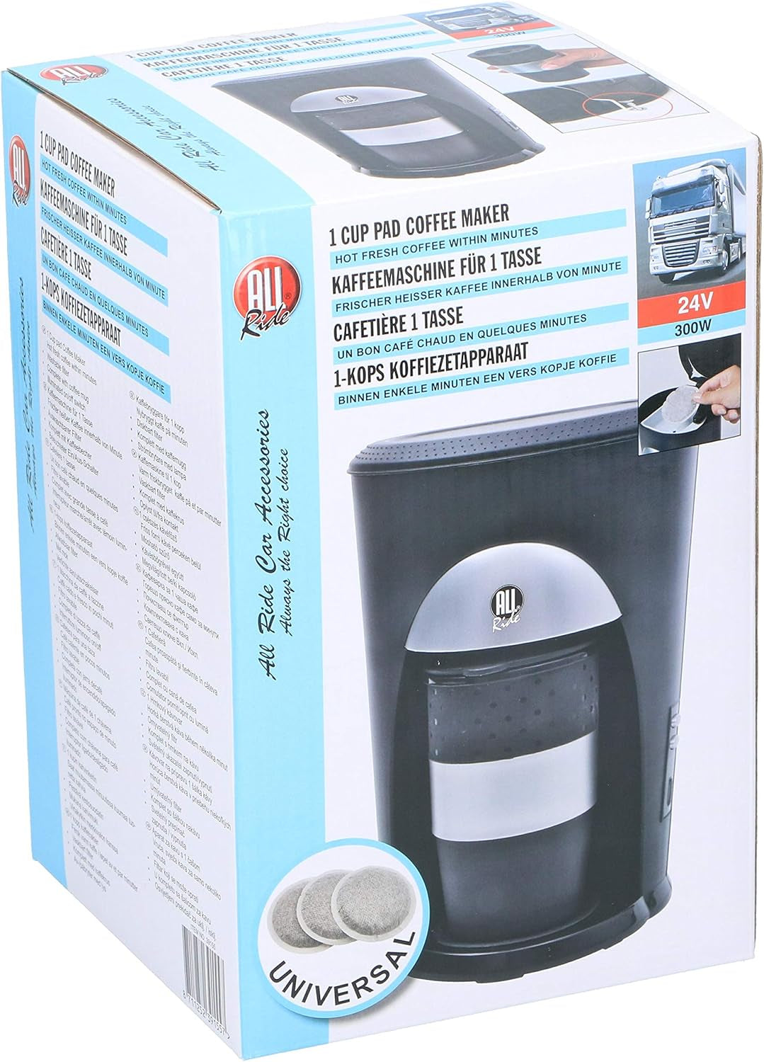 Espresso - Kaffee - Kaffee zum Mitnehmen - Auto LKW 24V - Aktiva 300W - Pad für 1 Tasse - inkl. Tasse