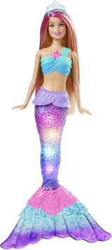 Barbie Dreamtopia Magic Light Meerjungfrau-Puppe mit blonden Haaren, Barbie-Puppe mit Meerjungfrauenschwanz, geeignet als Geschenk für Kinder ab 3 Jahren, HDJ36