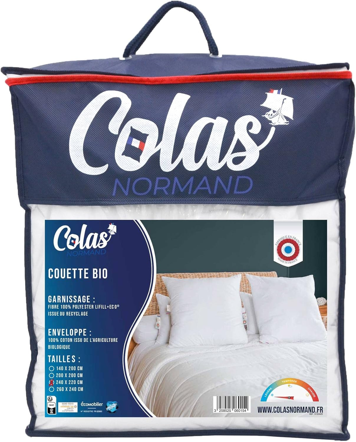 NORMAN COLAS | Leichte Steppdecke, 240 x 220 cm, Bio-Baumwolle, recycelte Füllung. Steppdecken und Steppdecken Naty Shop Standardtitel