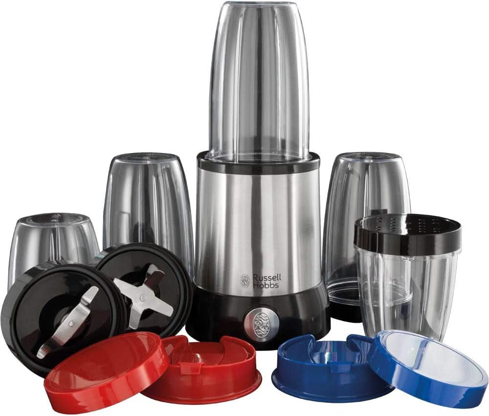 Russell Hobbs Mixer [Multifunktions- Standmixer] Nutriboost (Inkl. 5 Bpa-Freie Und Spülmaschinengeeignete Behälter + Deckel, 22.000 U/Min, 0,9 Ps-Motor) Elektrischer, Smoothie-Maker 23180-56 Kitchen Naty Shop