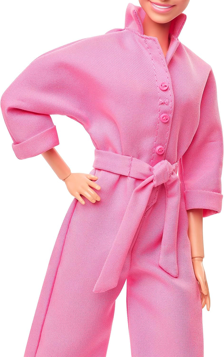 BARBIE THE MOVIE Margot Robbie – Puppe mit Kaugummi-Rosa Jumpsuit, Messy Updo, Sonnenbrille, Kopftuch, Wedge-Sneakers, Sammlerverpackung, für Kinder ab 3 Jahren, HRF29