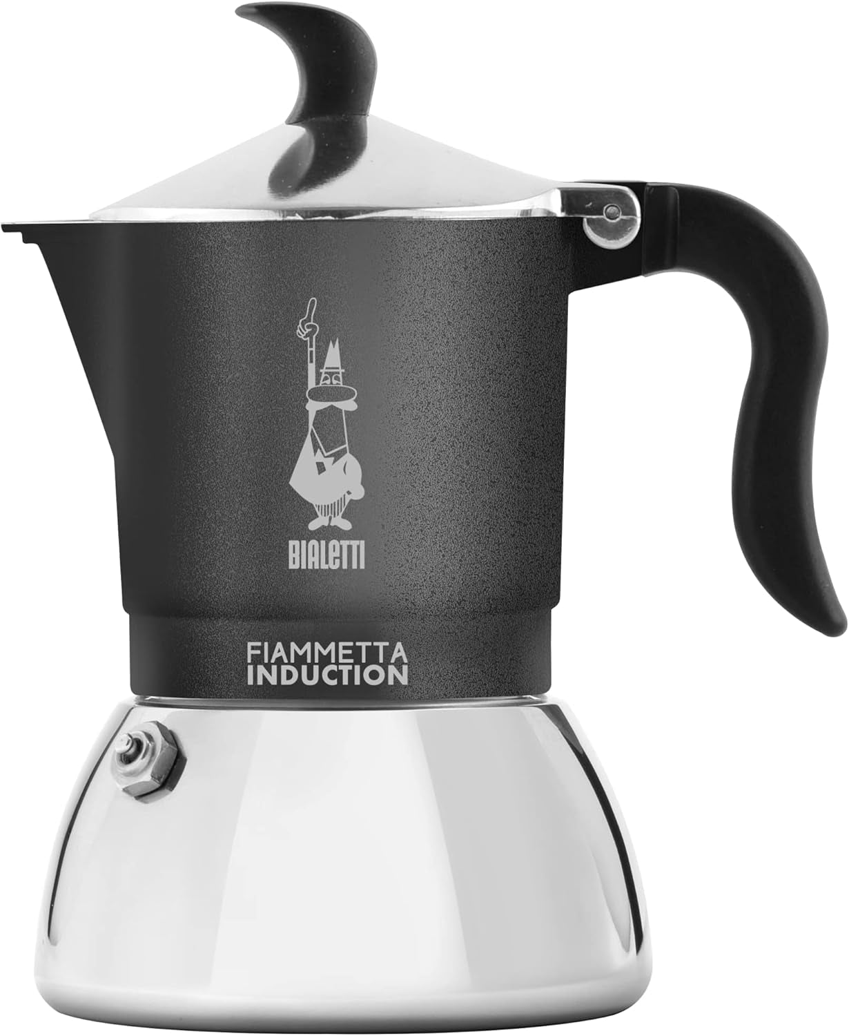 Bialetti Fiammetta Induktionskaffeemaschine, 2 Tassen (100 ml), für alle Herdarten geeignet, elegantes Design, schwarz