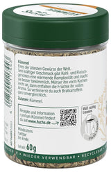 Fuchs Gewürze - Kümmel ganz - kräftiges Gewürz für Kohl- und Fleischgerichte oder zu Bratkartoffeln - natürliche Zutat - 60 g in wiederverwendbarer, recyclebarer Dose