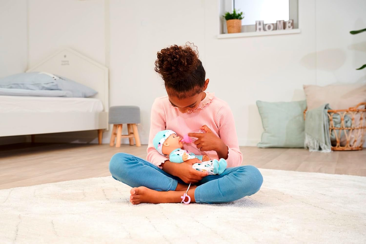 30 cm große Elefanten-Babypuppe aus Vinyl für Neugeborene mit Trink- und Tränkfunktion, Flasche und Schnuller, ab 2 Jahren