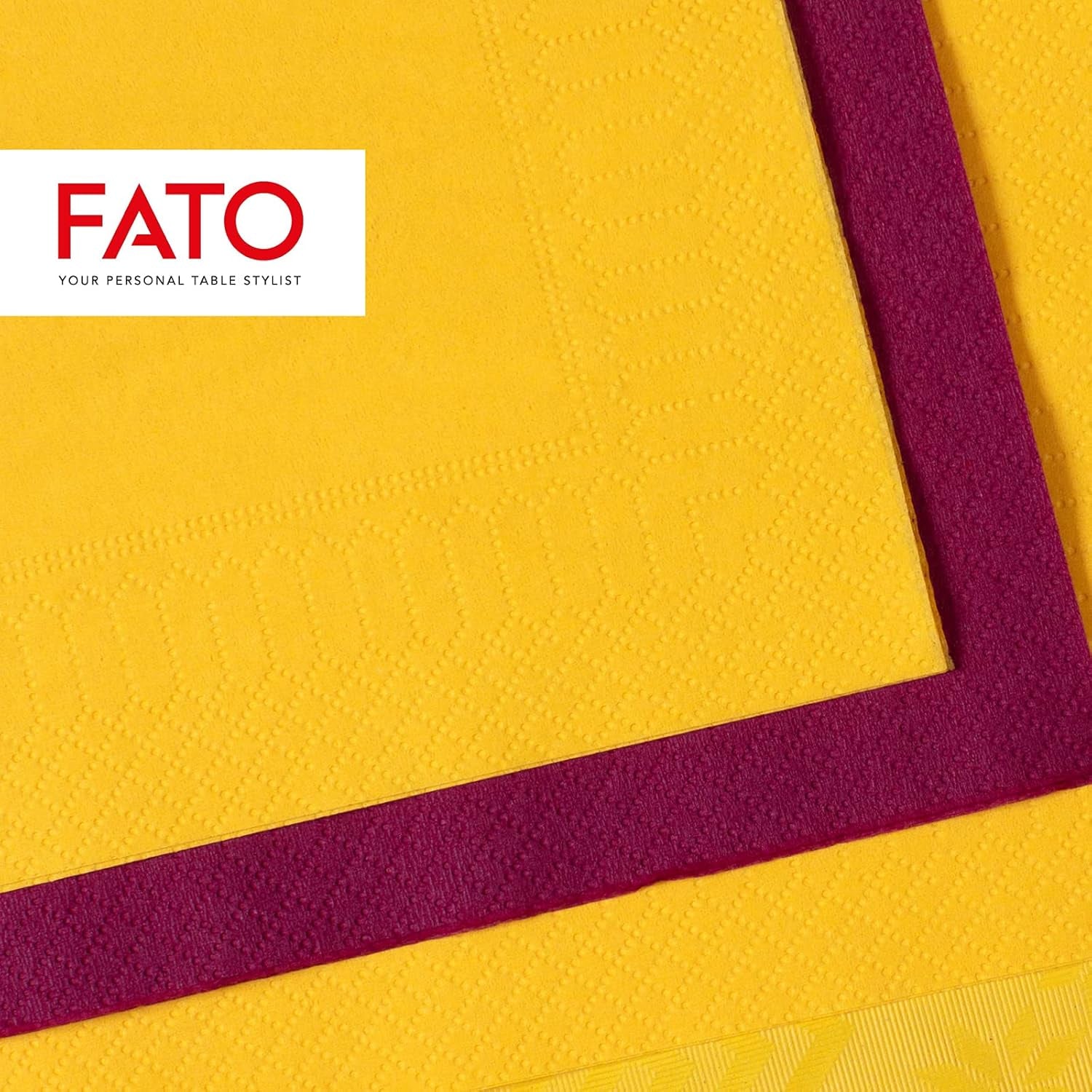 , Einweg-Papierservietten, ideal für Vorspeisen und Cocktails, Packung mit 100 Servietten, Größe 24 x 24, 4-lagig, 2-lagig, gelb, 100 % reines Zellulosepapier, FSC-zertifiziert (3er-Pack)