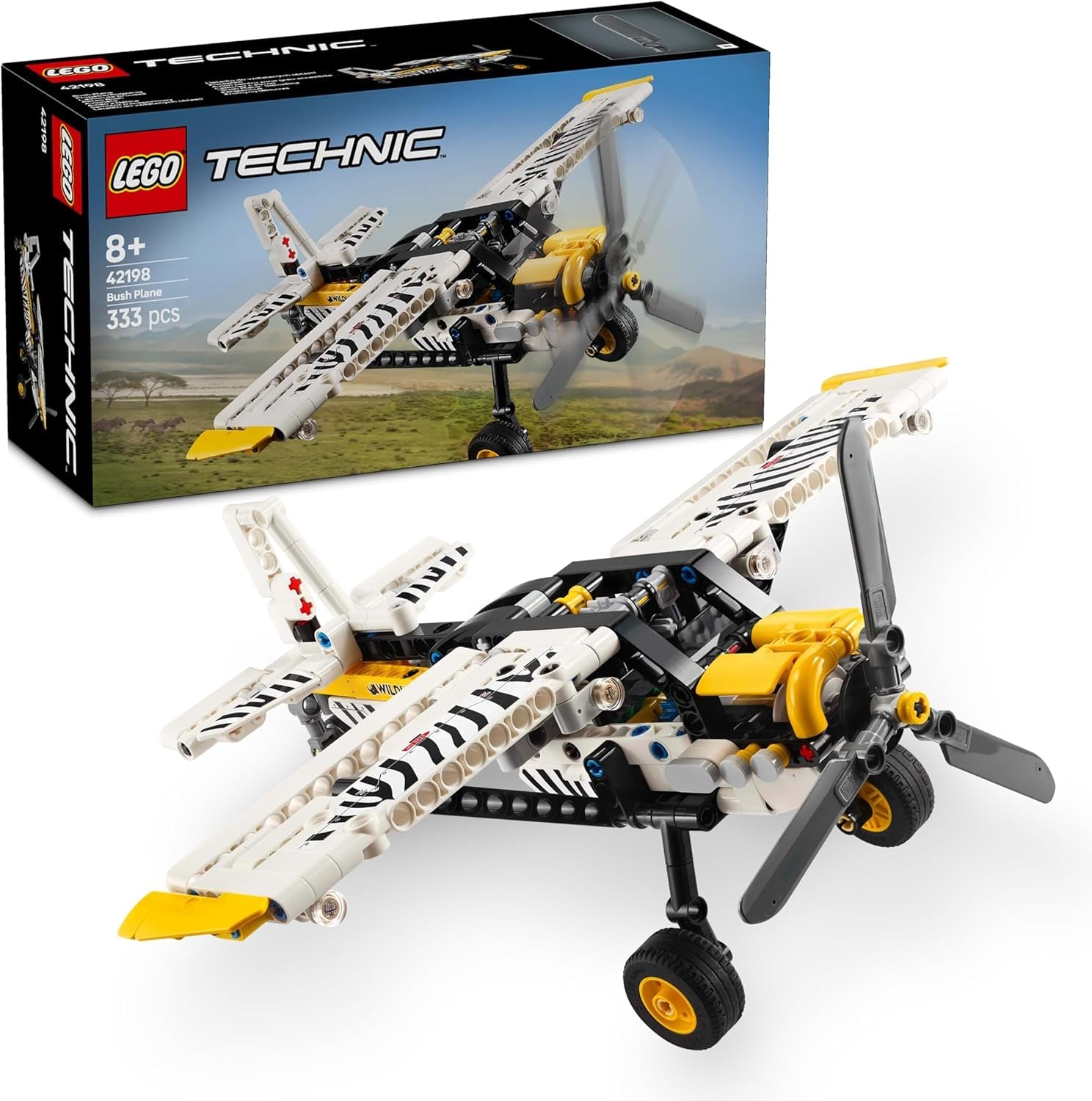 LEGO Technic Propellerflugzeug, Bauspielzeug für Kinder ab 8 Jahren, Jungen und Mädchen, Geschenk, 4-Zylinder-Kolbenmotor, rotierendes Propellerflugzeugmodell 42198, Bausätze. Besuchen Sie den LEGO-Store. Standardtitel