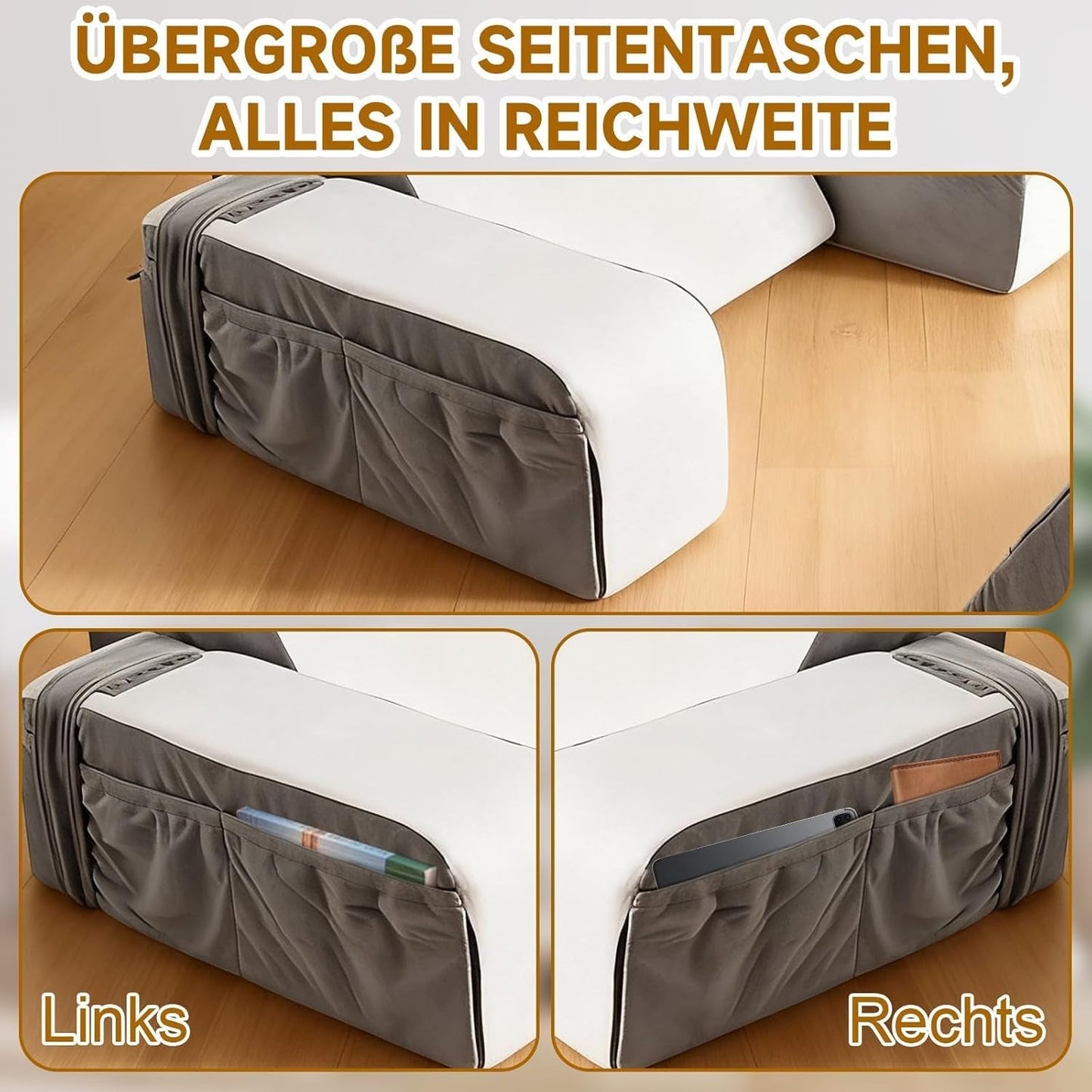 Lesekissen mit abnehmbarer Nackenstütze und Armlehne, bequemes und leichtes Rückenkissen für Bett und Couch, Rückenkissen für Erwachsene, Memory-Schaum-Rückenlehne zum Lesen, Fernsehen und Videospielen