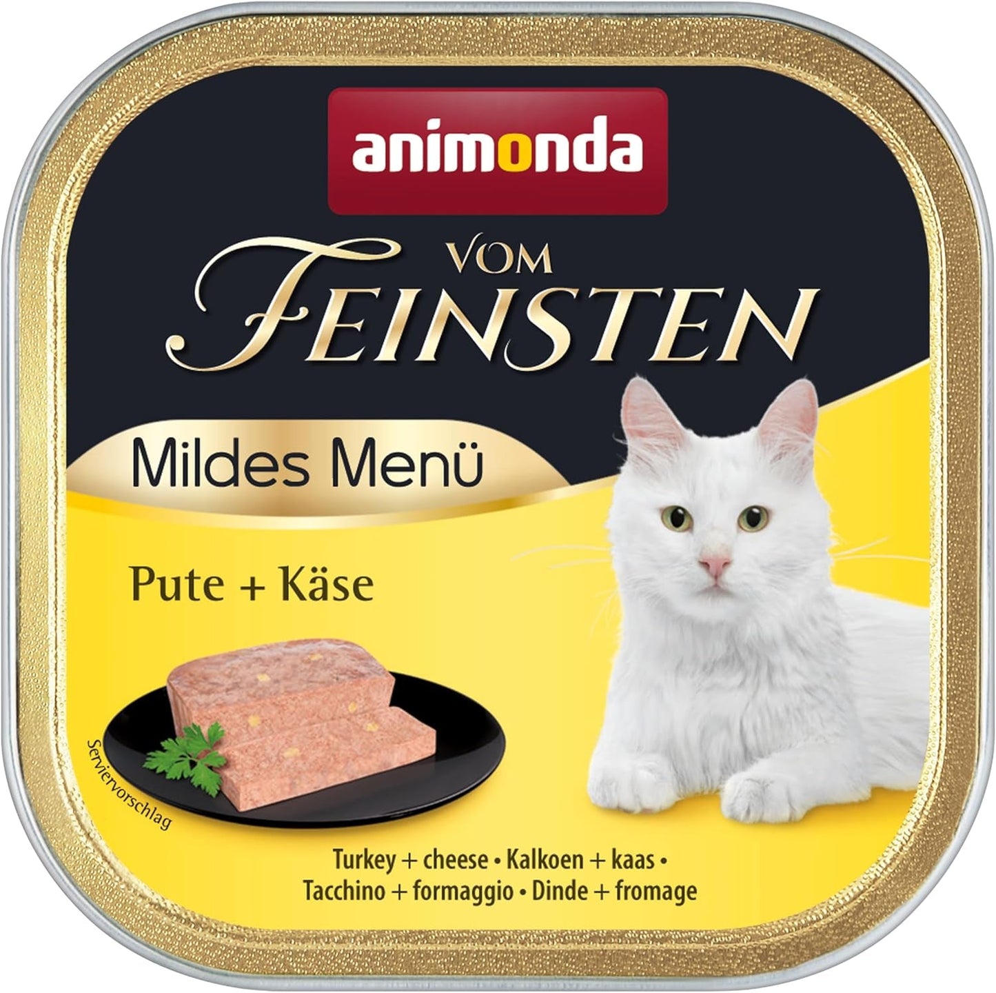 animonda vom Feinsten Mild Menü Milde Sorte (32 x 100g), getreidefreies, zuckerfreies Nassfutter für Katzen, leicht verdauliches Futter mit Putenfleisch