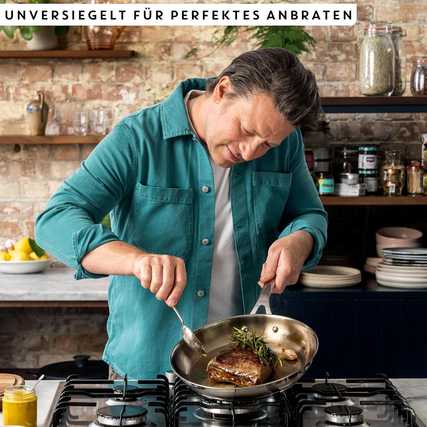 Jamie Oliver von Tefal Cook Smart Bratpfanne 28 cm, unbeschichteter Edelstahl, geeignet für Induktionstöpfe und Pfannen Naty Shop