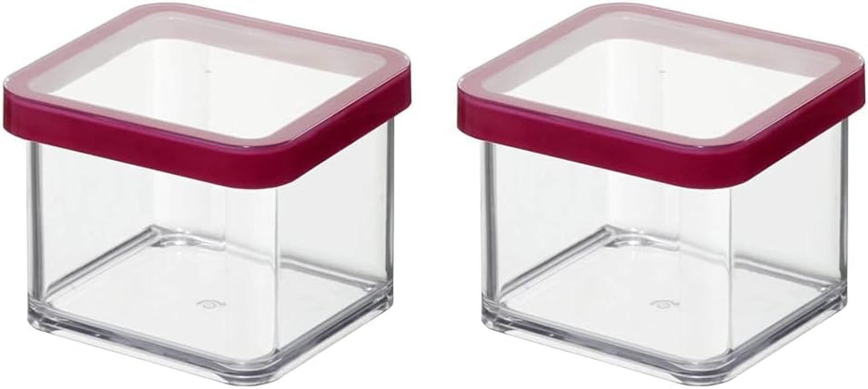 Rotho Loft 5er-Set Vorratsdosen mit Deckel, verschiedene Größen, BPA-freier, lebensmittelechter Kunststoff (PP), transparent/rot, (21,4 x 21,4 x 23,5 cm), Naty Shop Frischhaltedosen 0,5 l, quadratisch (2er-Pack)