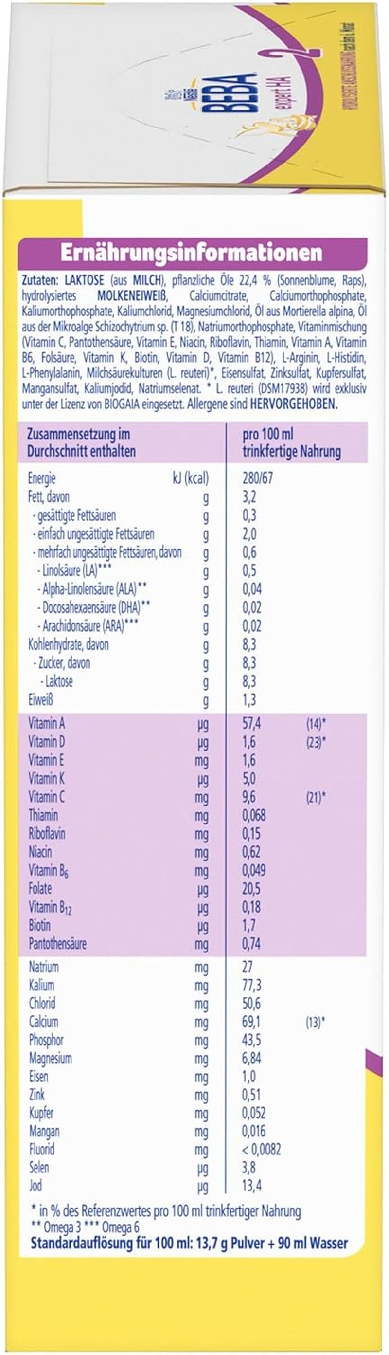 BEBA Expert HA 2 Folgemilch nach 6 Monaten, Babynahrung mit hydrolysiertem Protein, nur Laktose, palmölfrei, 6er Pack (6 x 550 g) Naty Shop