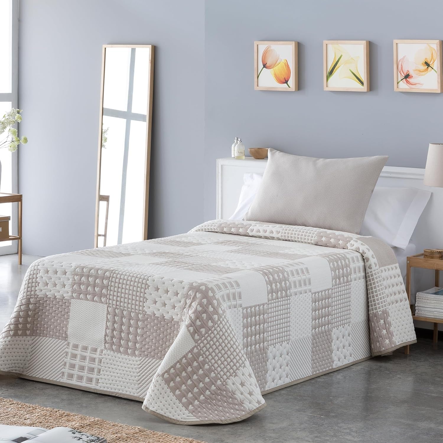 VIALMAN Colcha Bouti Ligera Tagesdecke Sofia 21, Polyester-Baumwolle, Beige, Cama 150: 250 x 270 cm. Betten und Decken. Besuchen Sie den VIALMAN-Store Beige Cama 150: 250 x 270 cm