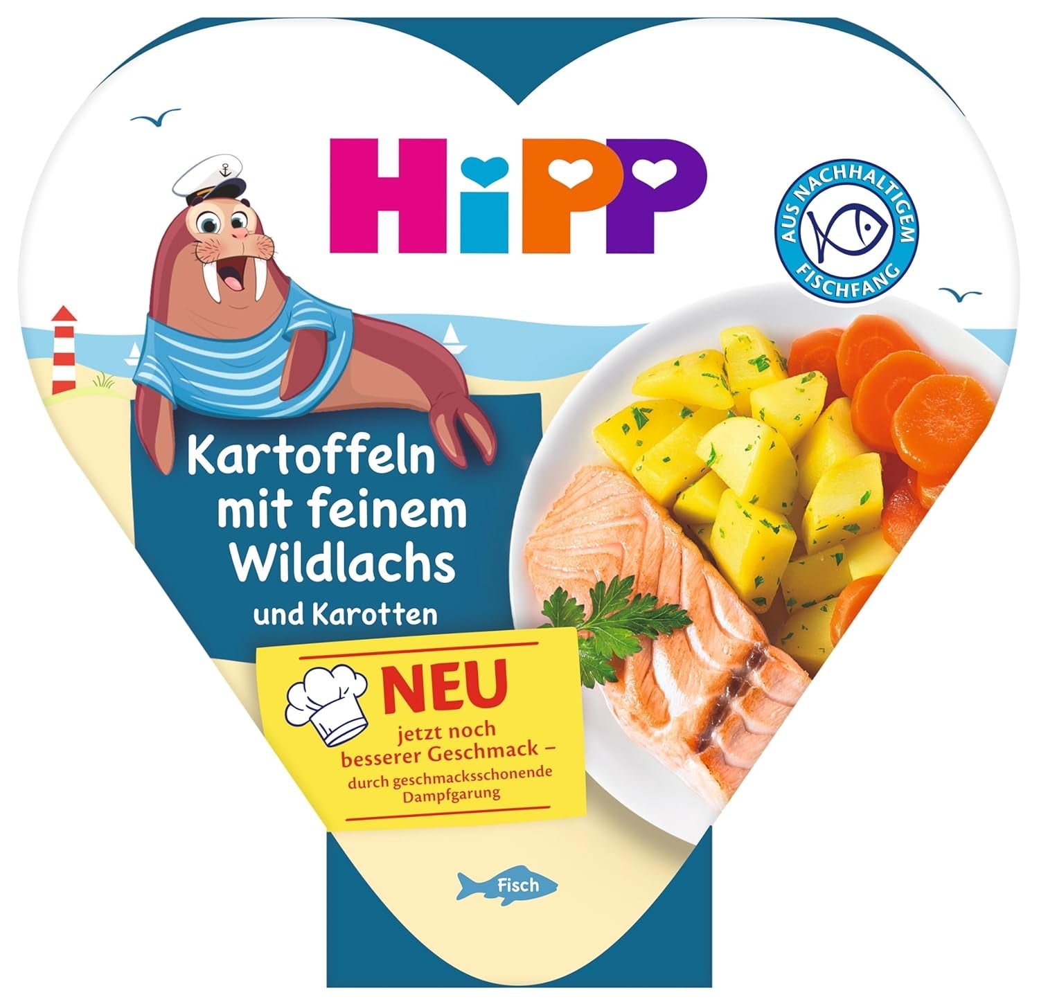 HiPP-Kartoffeln mit feinem Wildlachs und Karotten (6x250g), ab 1 Jahr, leicht gedünstet, für Kinder gewürzt, aus nachhaltigem Fischfang