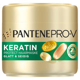 Pantene Pro-V Smooth & Silky Keratin Protect Haarmaske 500 ml für lockiges und trockenes Haar, Bis zu 72 Stunden glattes und glänzendes Haar in einer einzigen Anwendung, Mit Pro-V-Formel und aktiver Nutri-Plex-Haarmaske Naty Shop Haarmaske (300 ml)