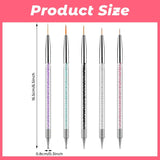 5 Stück Nail Art Pinsel Set Dotting Tool Nailart Pinsel Nageldesign Double Ended Dotting Pen Strass Professionelle Acryl Feinmalerei Nail Art Design
