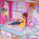 KidKraft Puppenhaus Candy Castle aus Holz mit Möbeln und Zubehör, Einhorn-Lama-Figurenhaus, Eistüten-Aufzug und Gummibärchen-Stuhl für Puppen, Spielzeug für Kinder ab 3 Jahren, 20242