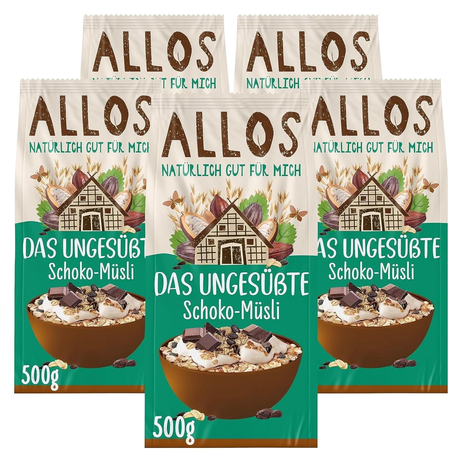 Allos, ungesüßtes Beerenmüsli, Packung 5 x 500 Gramm Cereals Naty Shop Chocolate