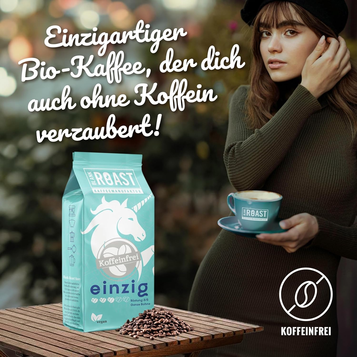 Blank Roast - EINZIG - 1kg - Kaffeebohnen kafeinfrei - 100% Arabica aus Peru - schonend & umweltfreundlich entkoffeiniert - säurearm mit voller Crema - ideal für jede Zubereitungsart