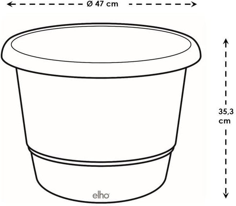 elho Amiga Round 47 – Blumentöpfe für den Innen- und Außenbereich – 100 % recycelter Kunststoff – Ø 47,0 x H 35,3 cm – Beige/Pilzbeige