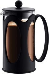 Bodum Kenya Kaffeemaschine – 1 l / 8 Tassen – manuelle French Press aus Borosilikatglas und Edelstahl – spülmaschinenfest – hergestellt in Portugal